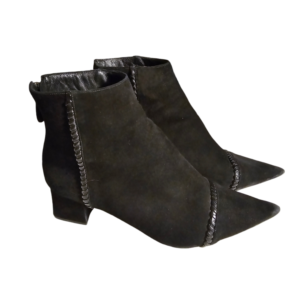 Alexandre Birman balck suede heel ankle western rope booties womens size 7.5